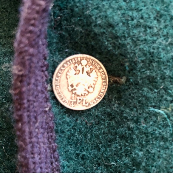 1960s Austrian Vintage Boiled Wool Jacket With Nickel Buttons Blue-Green w Navy - Picture 4 of 7